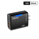 240W GaN USB C Charger 5 in 1 Fast Charging Phone Charger Power Adapter For iPhone Samsung Xiaomi Type C EU/US Plug Wall Charger